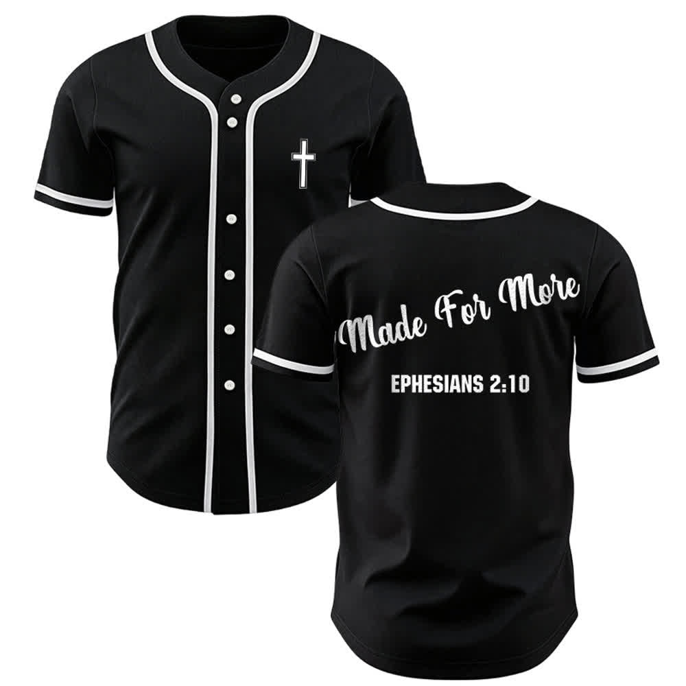 Christianartworkshop Made For More Ephesians 2:10 Unisex Baseball Jersey - Black - 3XL - image 10