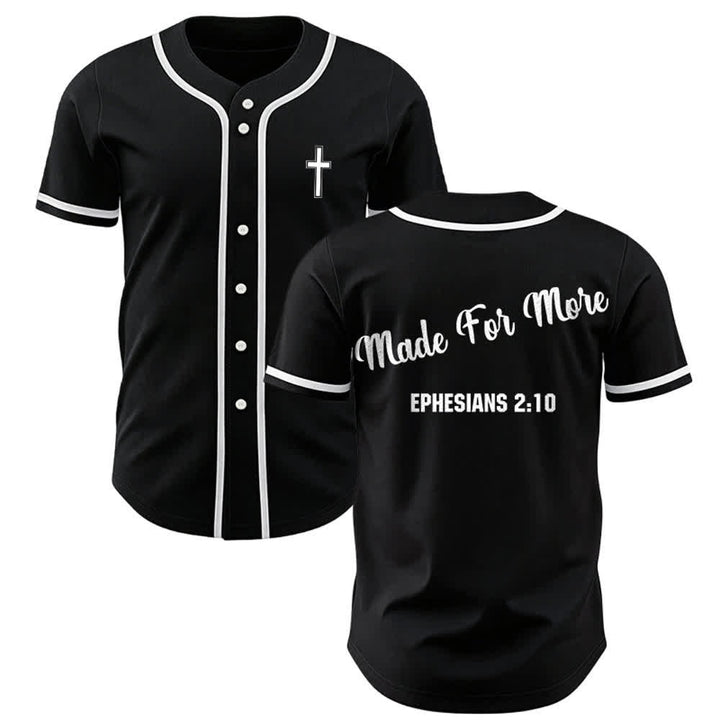 Christianartworkshop Made For More Ephesians 2:10 Unisex Baseball Jersey - Black - 3XL - image 10