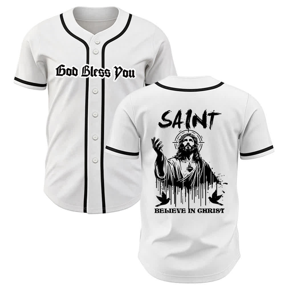 Christianartworkshop Saint Believe In Christ Unisex Baseball Jersey - White - 3XL - image 0