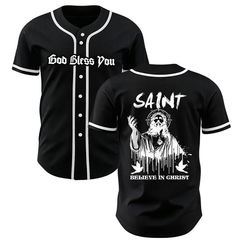 Christianartworkshop Saint Believe In Christ Unisex Baseball Jersey - Black - 3XL - image 7