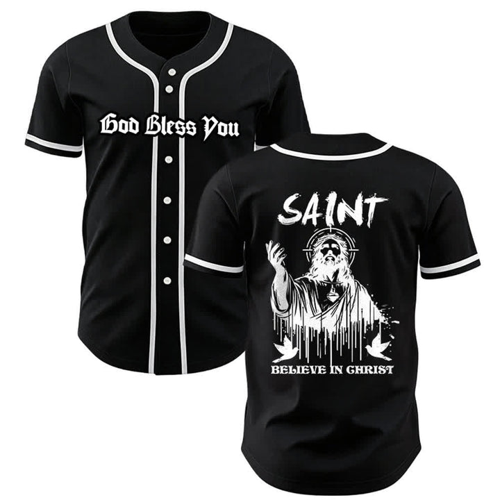 Christianartworkshop Saint Believe In Christ Unisex Baseball Jersey - Black - 3XL - image 7