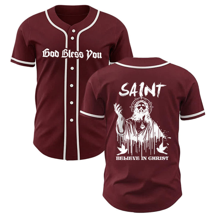 Christianartworkshop Saint Believe In Christ Unisex Baseball Jersey - Wine - 3XL - image 13