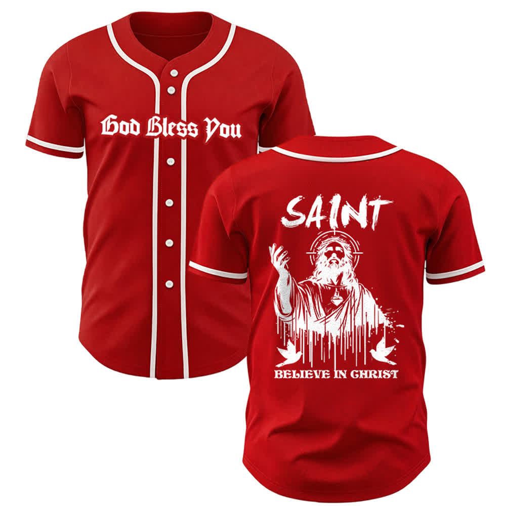 Christianartworkshop Saint Believe In Christ Unisex Baseball Jersey - Red - 3XL - image 10