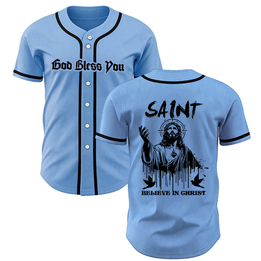 Christianartworkshop Saint Believe In Christ Unisex Baseball Jersey - Blue - 3XL - image 16
