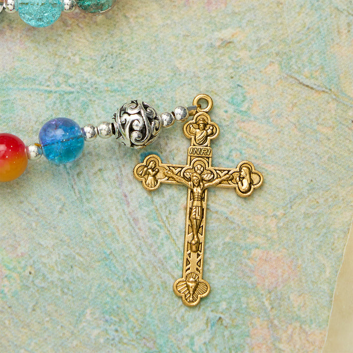 FREE Today: Gradient Multicolor Glass Bead & Brass Crucifix Rosary with Divine Mercy Medal - image 7