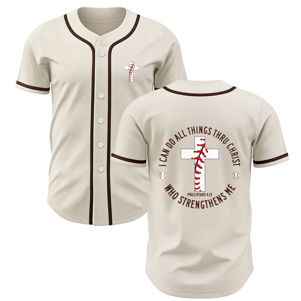 Christianartworkshop Philippians 4:13 I Can Do All Things Unisex Baseball Jersey - Apricot - 3XL - image 0