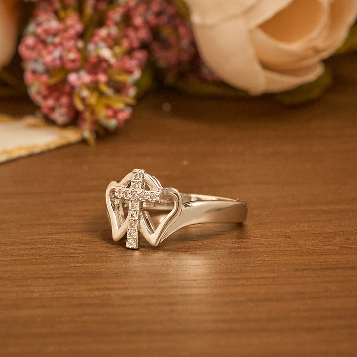 Christianartworkshop Intricate Twin Hearts Cross Ring: Emblem Of Spiritual Strength & Unwavering Faith - image 4
