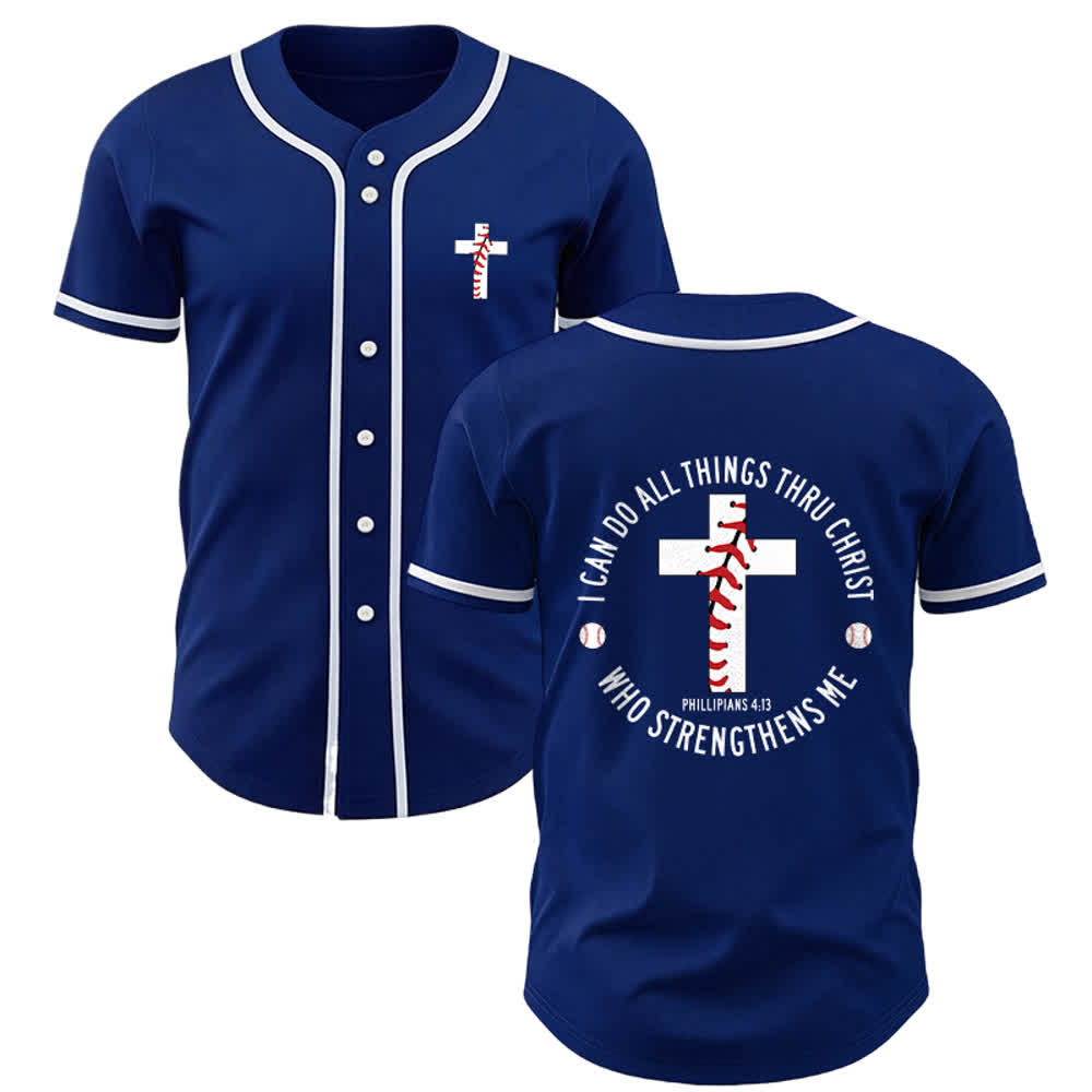 Christianartworkshop Philippians 4:13 I Can Do All Things Unisex Baseball Jersey - Navy Blue - 3XL - image 22