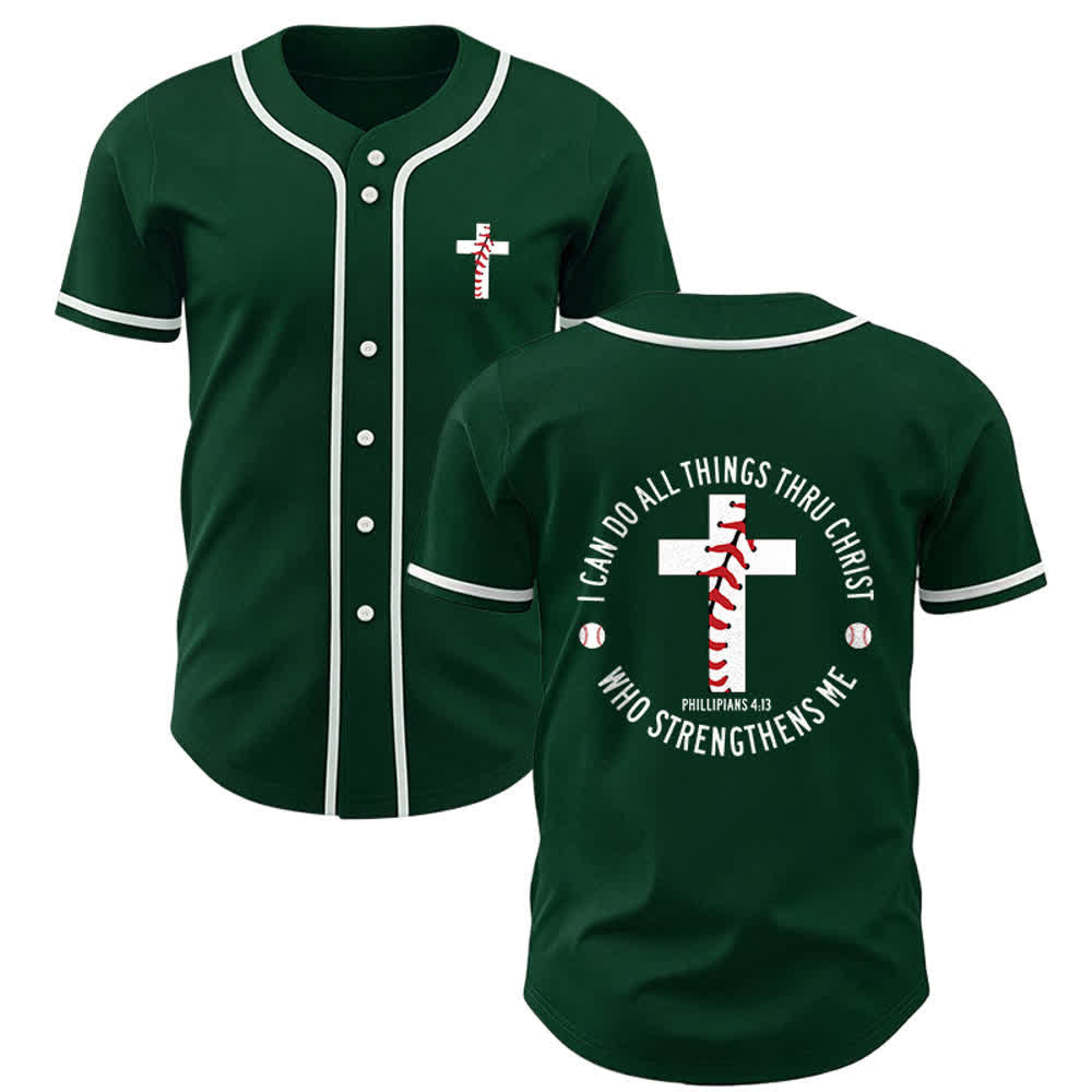 Christianartworkshop Philippians 4:13 I Can Do All Things Unisex Baseball Jersey - Green - 3XL - image 25