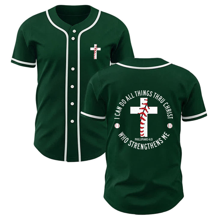 Christianartworkshop Philippians 4:13 I Can Do All Things Unisex Baseball Jersey - Green - 3XL - image 25