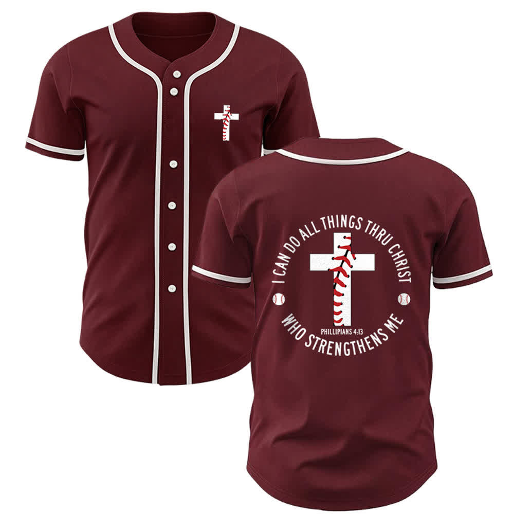Christianartworkshop Philippians 4:13 I Can Do All Things Unisex Baseball Jersey - Wine - 3XL - image 16