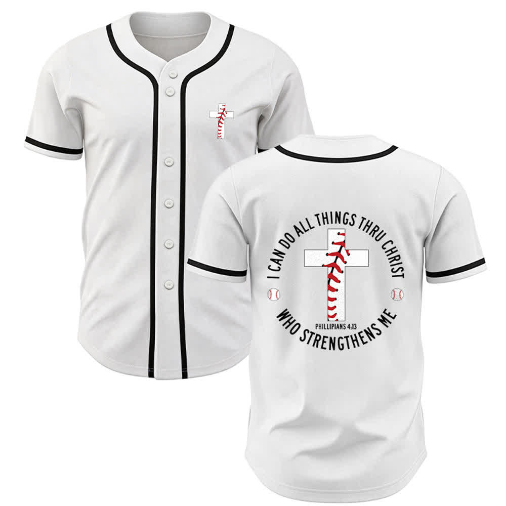 Christianartworkshop Philippians 4:13 I Can Do All Things Unisex Baseball Jersey - White - 3XL - image 7