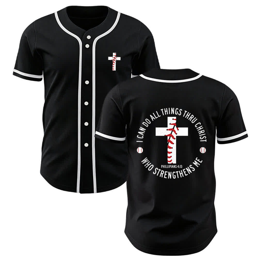 Christianartworkshop Philippians 4:13 I Can Do All Things Unisex Baseball Jersey - Black - 3XL - image 10