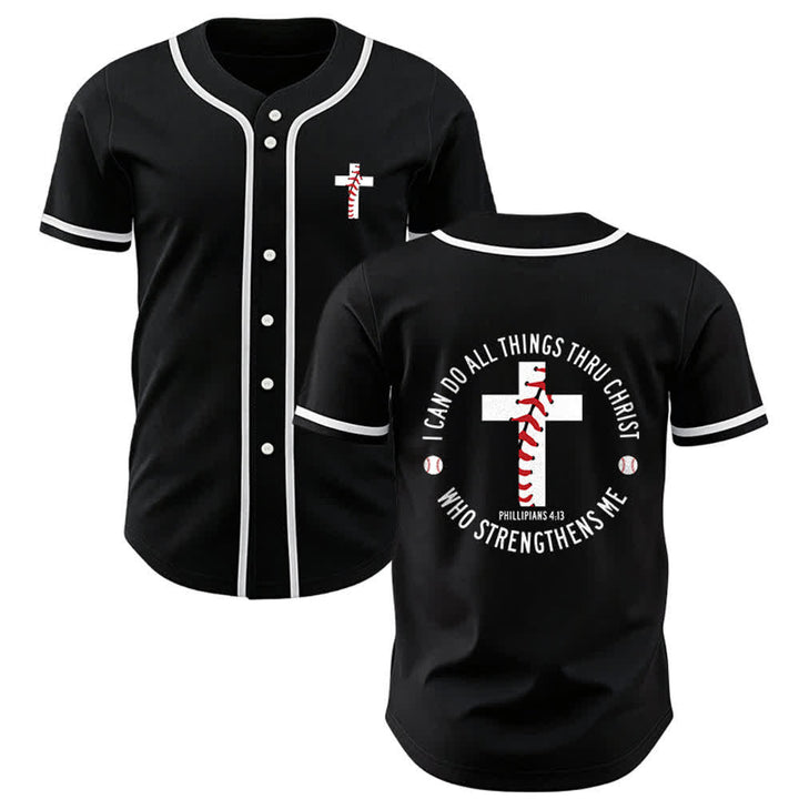 Christianartworkshop Philippians 4:13 I Can Do All Things Unisex Baseball Jersey - Black - 3XL - image 10