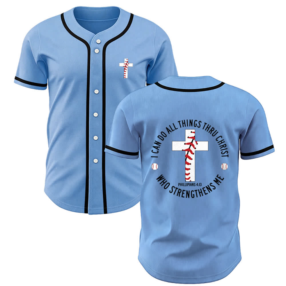 Christianartworkshop Philippians 4:13 I Can Do All Things Unisex Baseball Jersey - Blue - 3XL - image 19