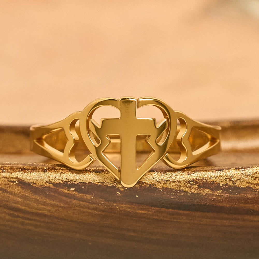 Christianartworkshop Timeless Heart Cross Adjustable Ring: A Gift Of Grace & Divine Intercession - image 3