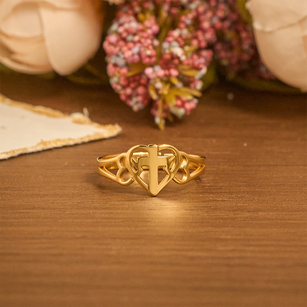 Christianartworkshop Timeless Heart Cross Adjustable Ring: A Gift Of Grace & Divine Intercession - image 6