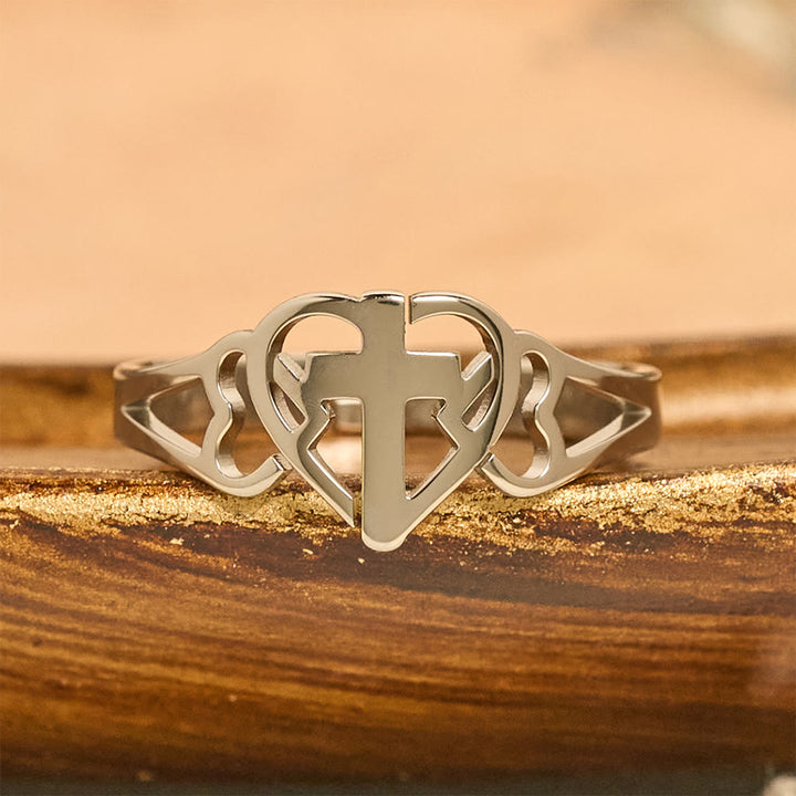Christianartworkshop Timeless Heart Cross Adjustable Ring: A Gift Of Grace & Divine Intercession - image 8