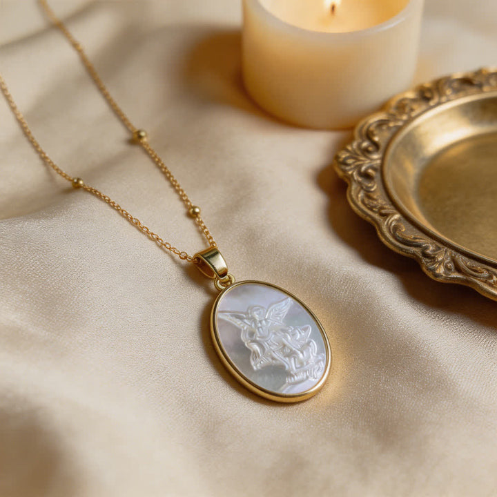 Christianartworkshop Natural White Pearl Saint Necklace: Sacred Heart, Jesus, Our Lady & St. Michael - image 10