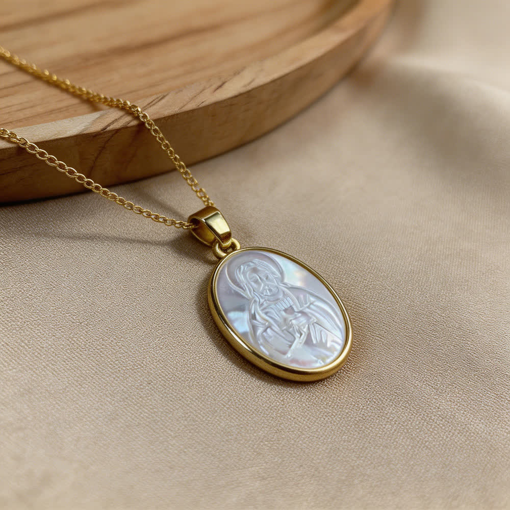Christianartworkshop Natural White Pearl Saint Necklace: Sacred Heart, Jesus, Our Lady & St. Michael - image 8