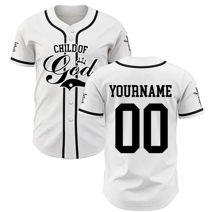 Christianartworkshop Child Of God Personalized Name Number Unisex Custom Baseball Jersey - White - 5XL - Name & Number Customized - image 1