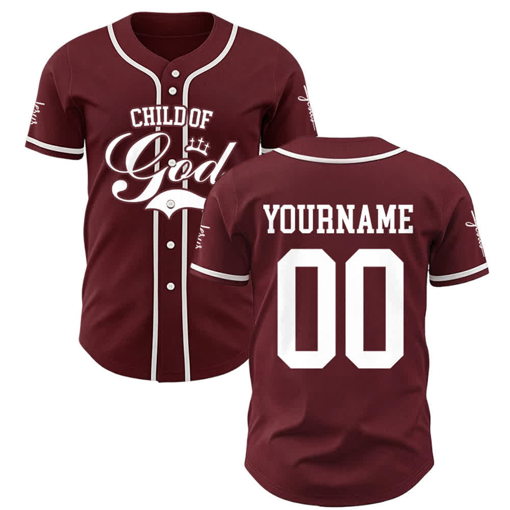 Christianartworkshop Child Of God Personalized Name Number Unisex Custom Baseball Jersey - Wine - 5XL - Name & Number Customized - image 13