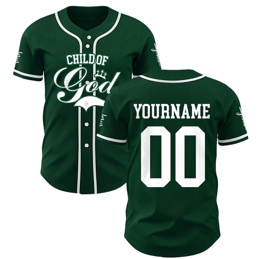 Christianartworkshop Child Of God Personalized Name Number Unisex Custom Baseball Jersey - Green - 5XL - Name & Number Customized - image 22