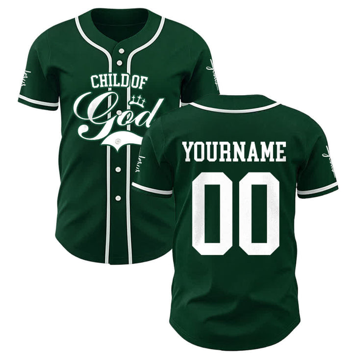 Christianartworkshop Child Of God Personalized Name Number Unisex Custom Baseball Jersey - Green - 5XL - Name & Number Customized - image 22