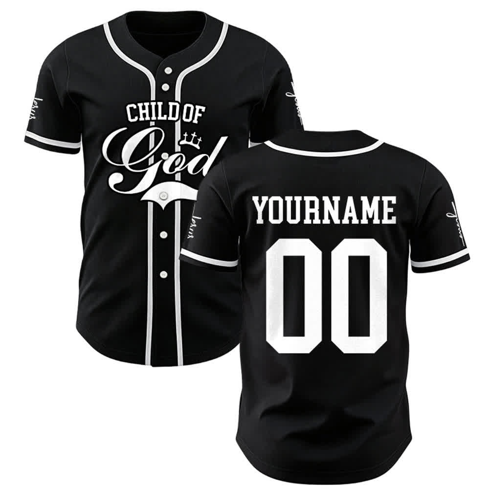 Christianartworkshop Child Of God Personalized Name Number Unisex Custom Baseball Jersey - Black - 5XL - Name & Number Customized - image 8