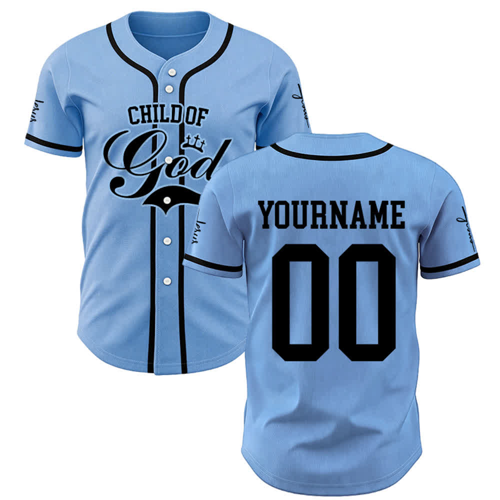 Christianartworkshop Child Of God Personalized Name Number Unisex Custom Baseball Jersey - Blue - 5XL - Name & Number Customized - image 16