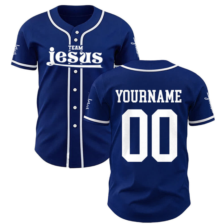 Christianartworkshop Bold Team Jesus Custom Name Number Unisex Custom Baseball Jersey - Navy Blue - 5XL - Name & Number Customized - image 1