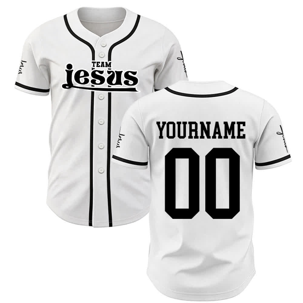 Christianartworkshop Bold Team Jesus Custom Name Number Unisex Custom Baseball Jersey - White - 5XL - Name & Number Customized - image 8