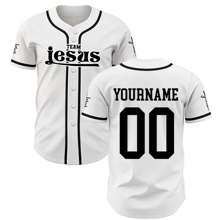 Christianartworkshop Bold Team Jesus Custom Name Number Unisex Custom Baseball Jersey - White - 5XL - Name & Number Customized - image 8