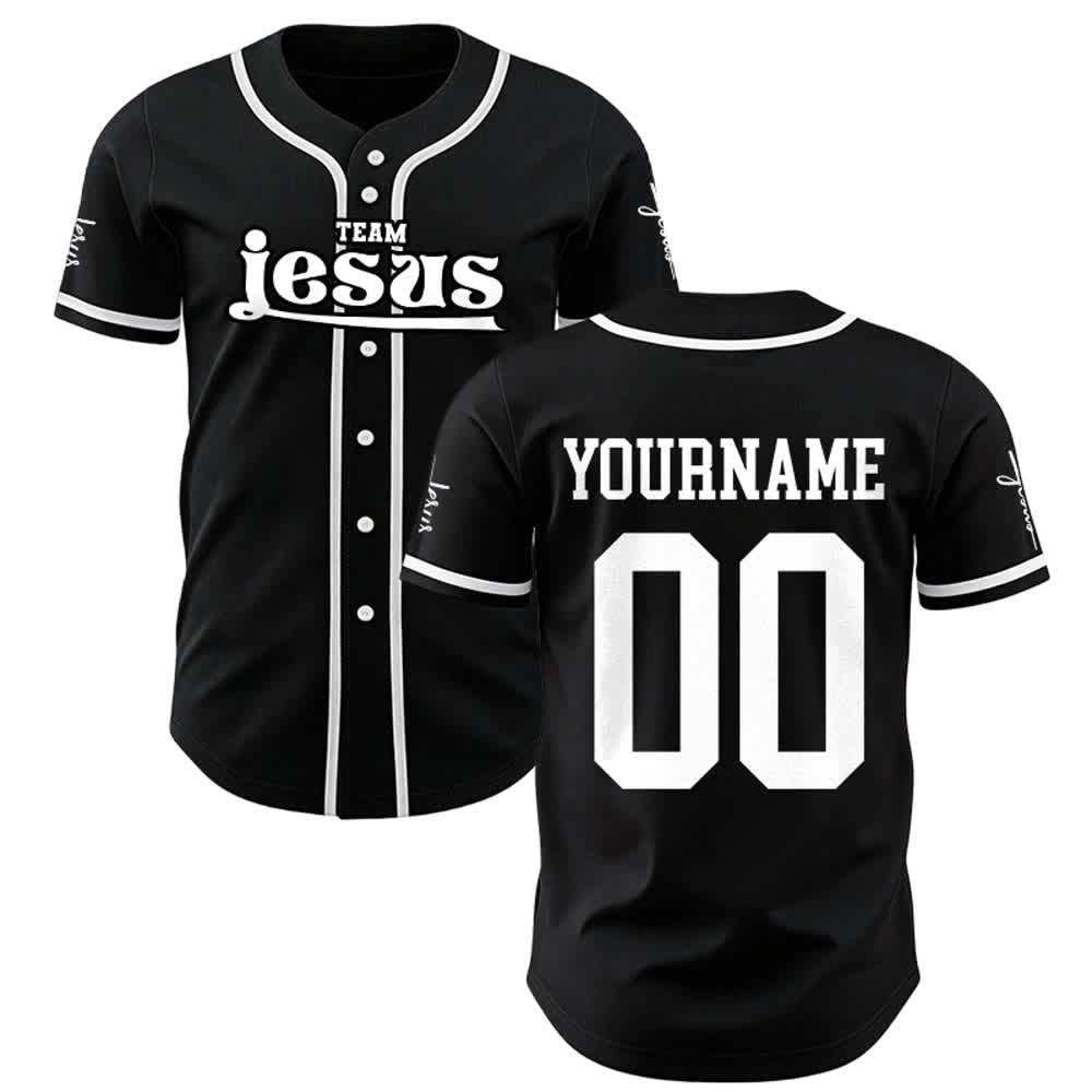 Christianartworkshop Bold Team Jesus Custom Name Number Unisex Custom Baseball Jersey - Black - 5XL - Name & Number Customized - image 11