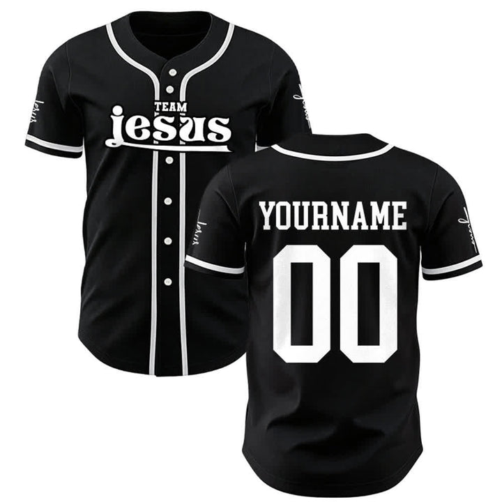 Christianartworkshop Bold Team Jesus Custom Name Number Unisex Custom Baseball Jersey - Black - 5XL - Name & Number Customized - image 11
