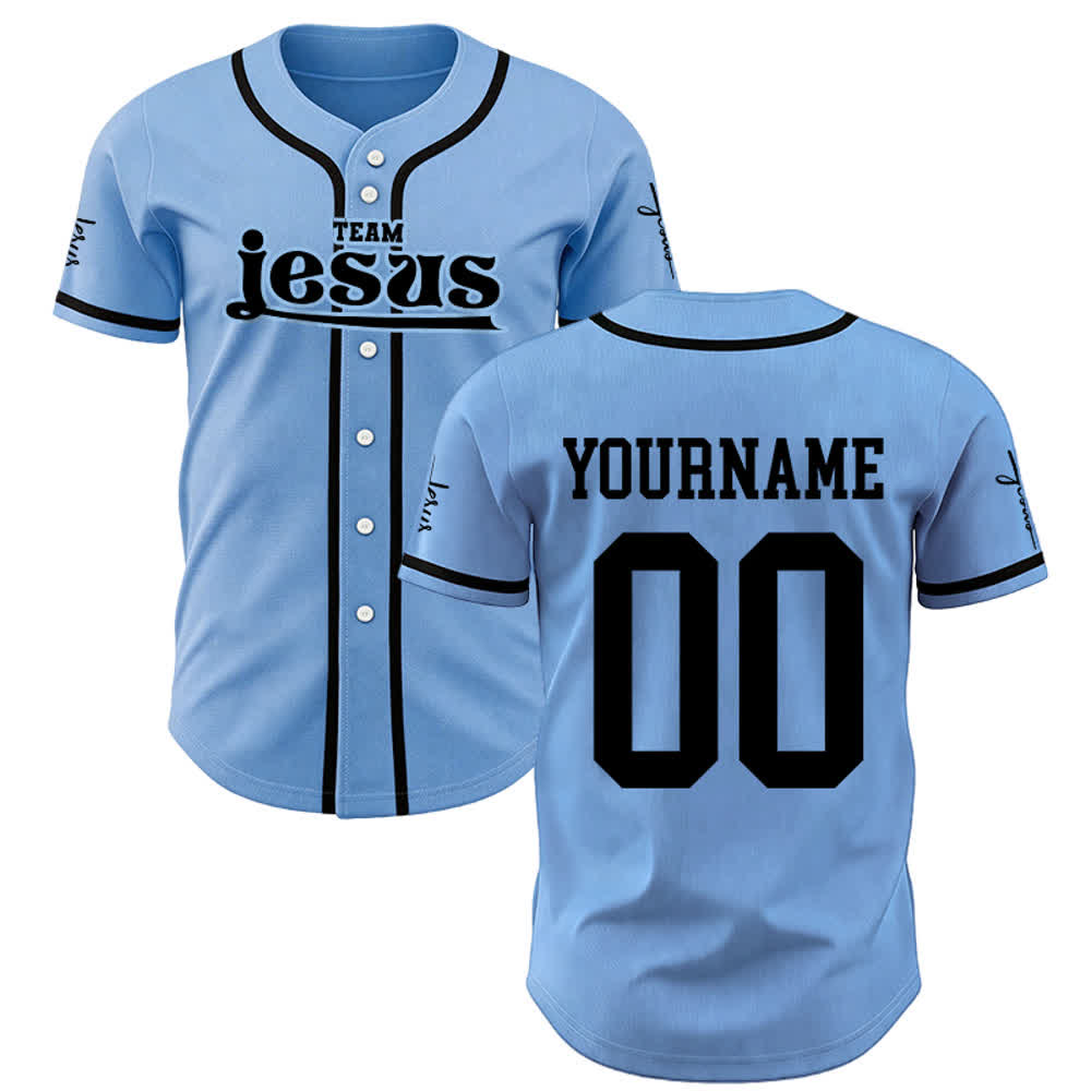 Christianartworkshop Bold Team Jesus Custom Name Number Unisex Custom Baseball Jersey - Blue - 5XL - Name & Number Customized - image 20