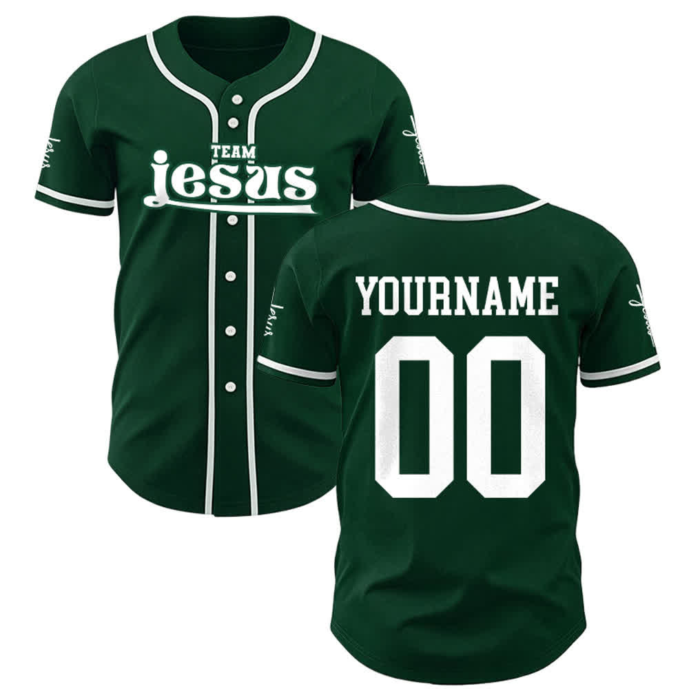 Christianartworkshop Bold Team Jesus Custom Name Number Unisex Custom Baseball Jersey - Green - 5XL - Name & Number Customized - image 23