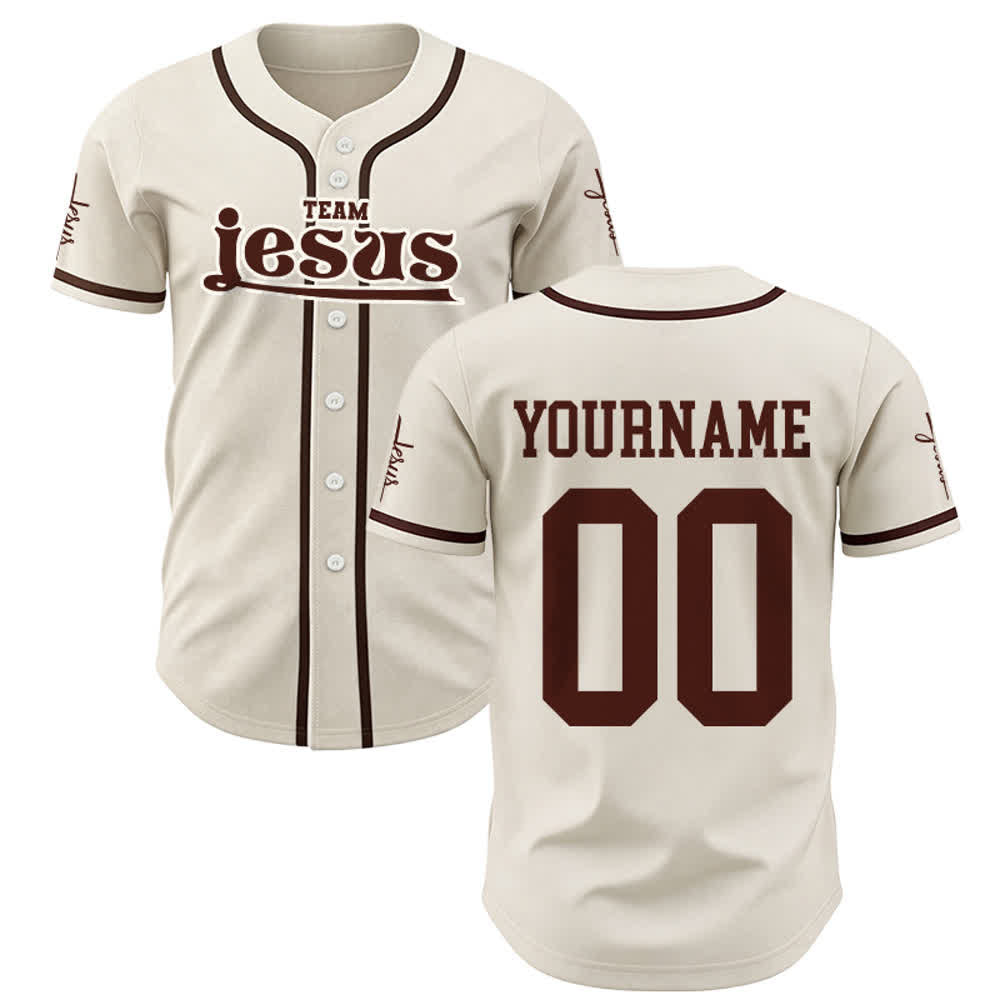 Christianartworkshop Bold Team Jesus Custom Name Number Unisex Custom Baseball Jersey - Apricot - 5XL - Name & Number Customized - image 26