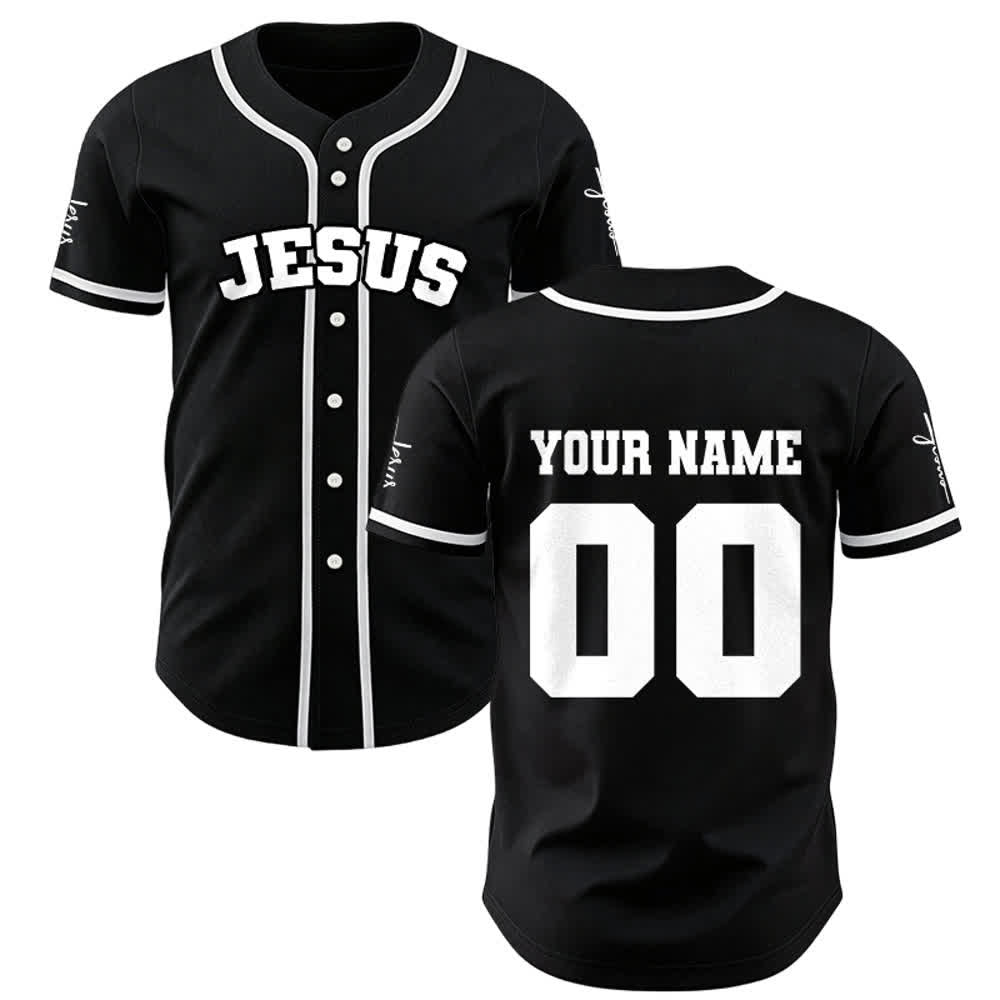 Christianartworkshop Classic Jesus Personalized Sportswear Unisex Custom Baseball Jersey - Black - 5XL - Name & Number Customized - image 1
