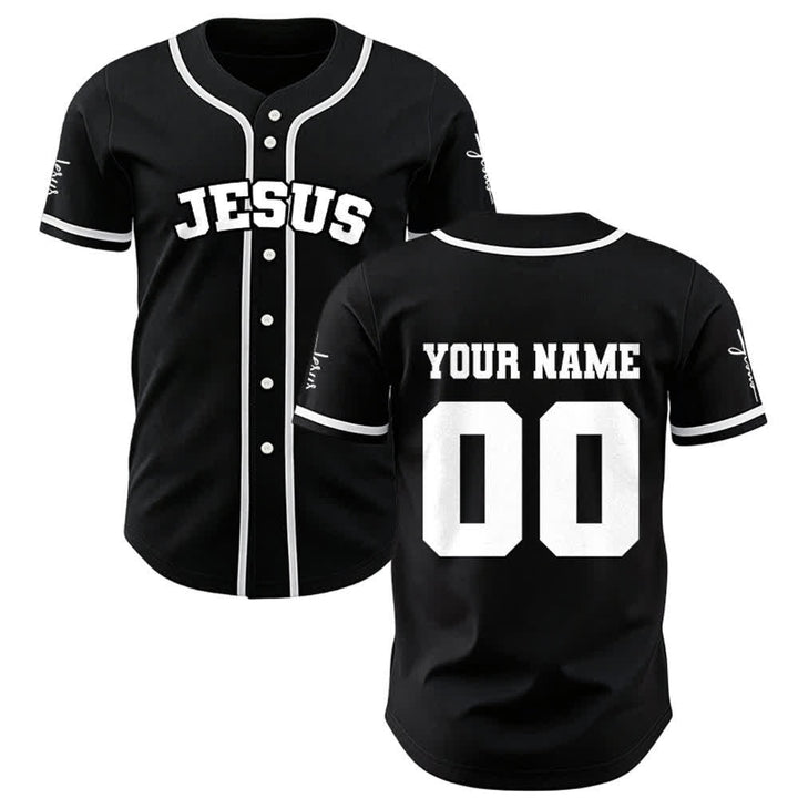 Christianartworkshop Classic Jesus Personalized Sportswear Unisex Custom Baseball Jersey - Black - 5XL - Name & Number Customized - image 1