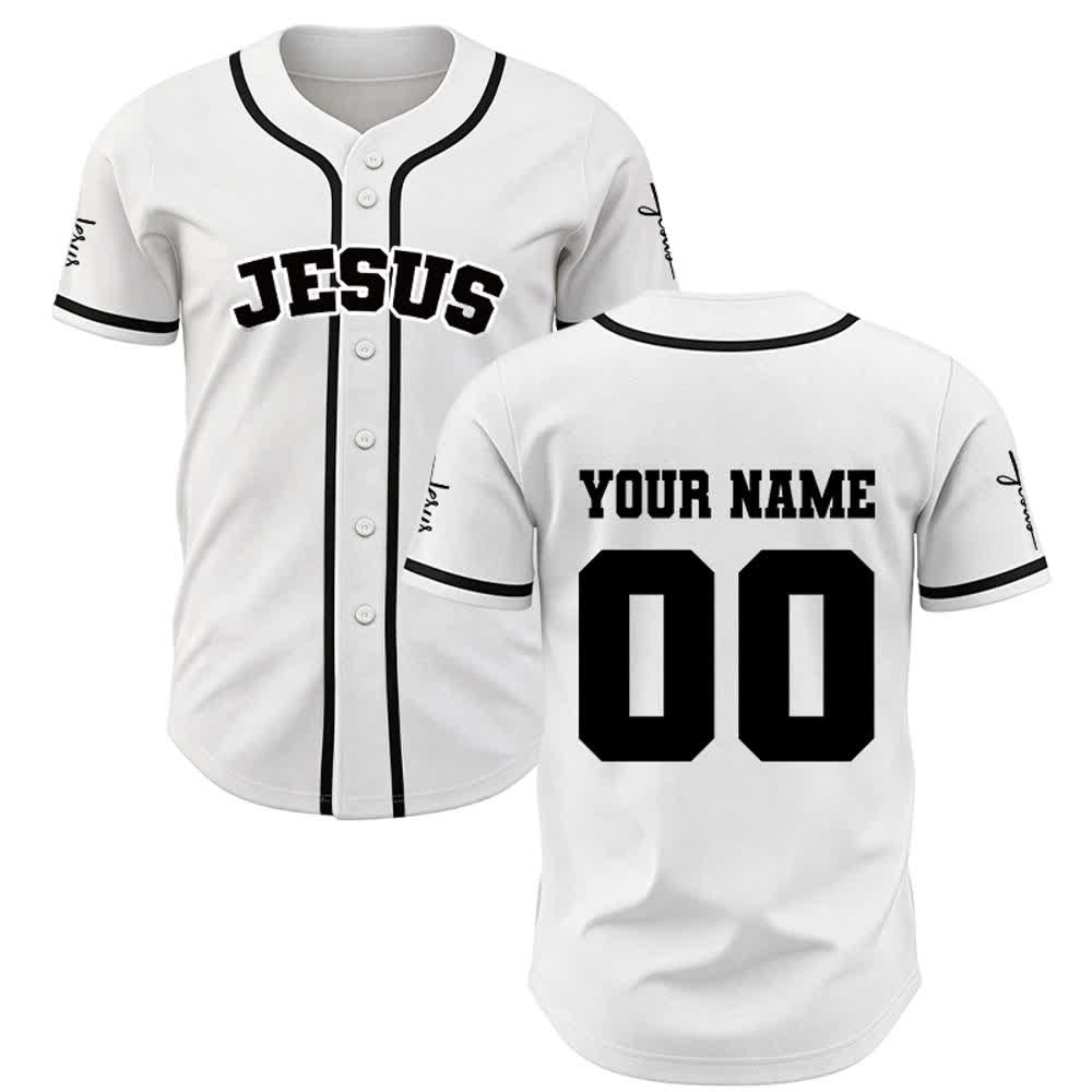 Christianartworkshop Classic Jesus Personalized Sportswear Unisex Custom Baseball Jersey - White - 5XL - Name & Number Customized - image 8