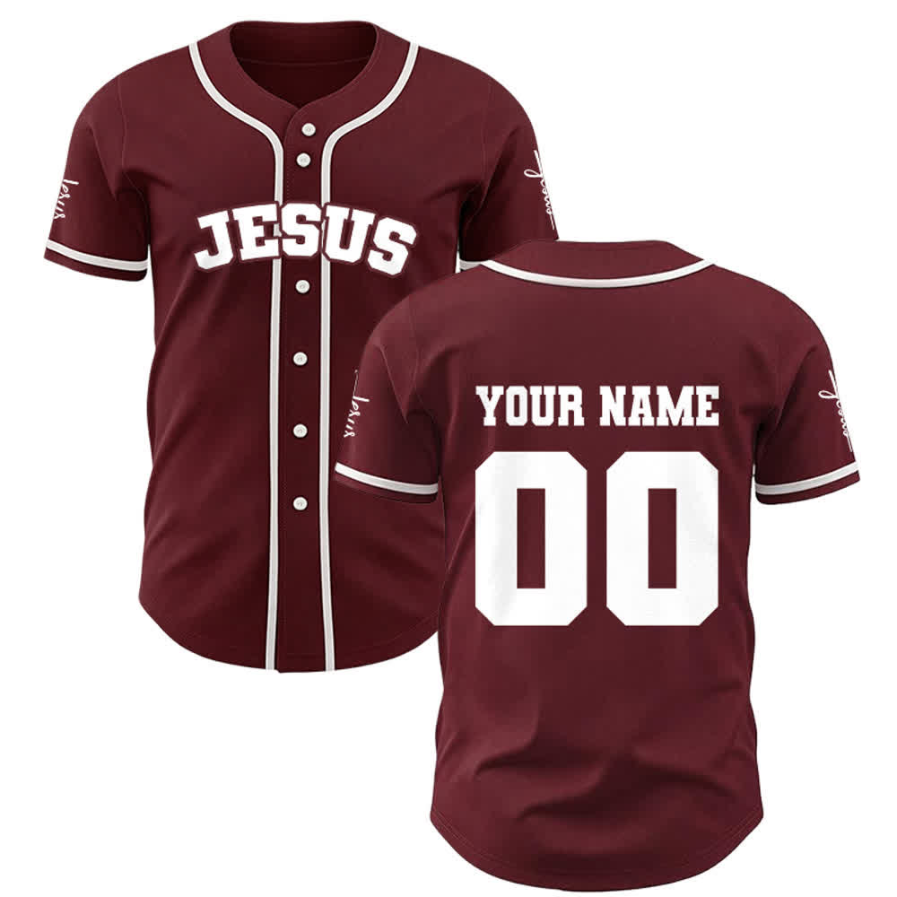 Christianartworkshop Classic Jesus Personalized Sportswear Unisex Custom Baseball Jersey - Wine - 5XL - Name & Number Customized - image 14