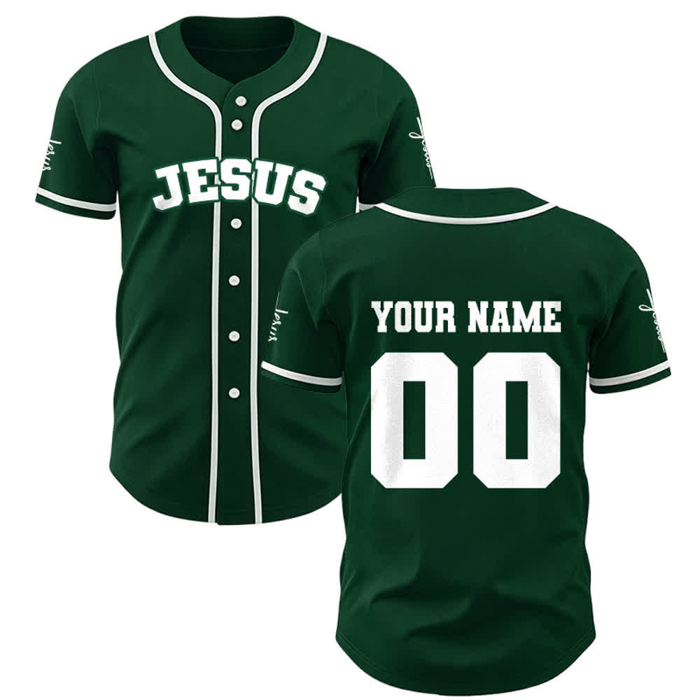 Christianartworkshop Classic Jesus Personalized Sportswear Unisex Custom Baseball Jersey - Green - 5XL - Name & Number Customized - image 23