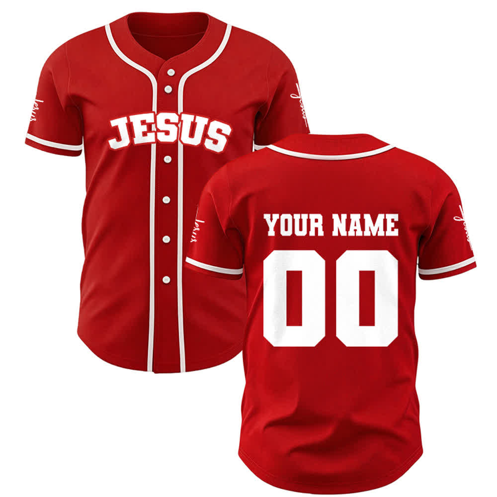 Christianartworkshop Classic Jesus Personalized Sportswear Unisex Custom Baseball Jersey - Red - 5XL - Name & Number Customized - image 11