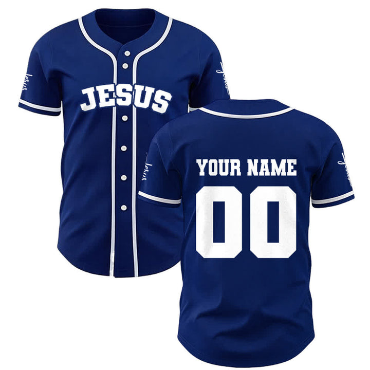 Christianartworkshop Classic Jesus Personalized Sportswear Unisex Custom Baseball Jersey - Navy Blue - 5XL - Name & Number Customized - image 20