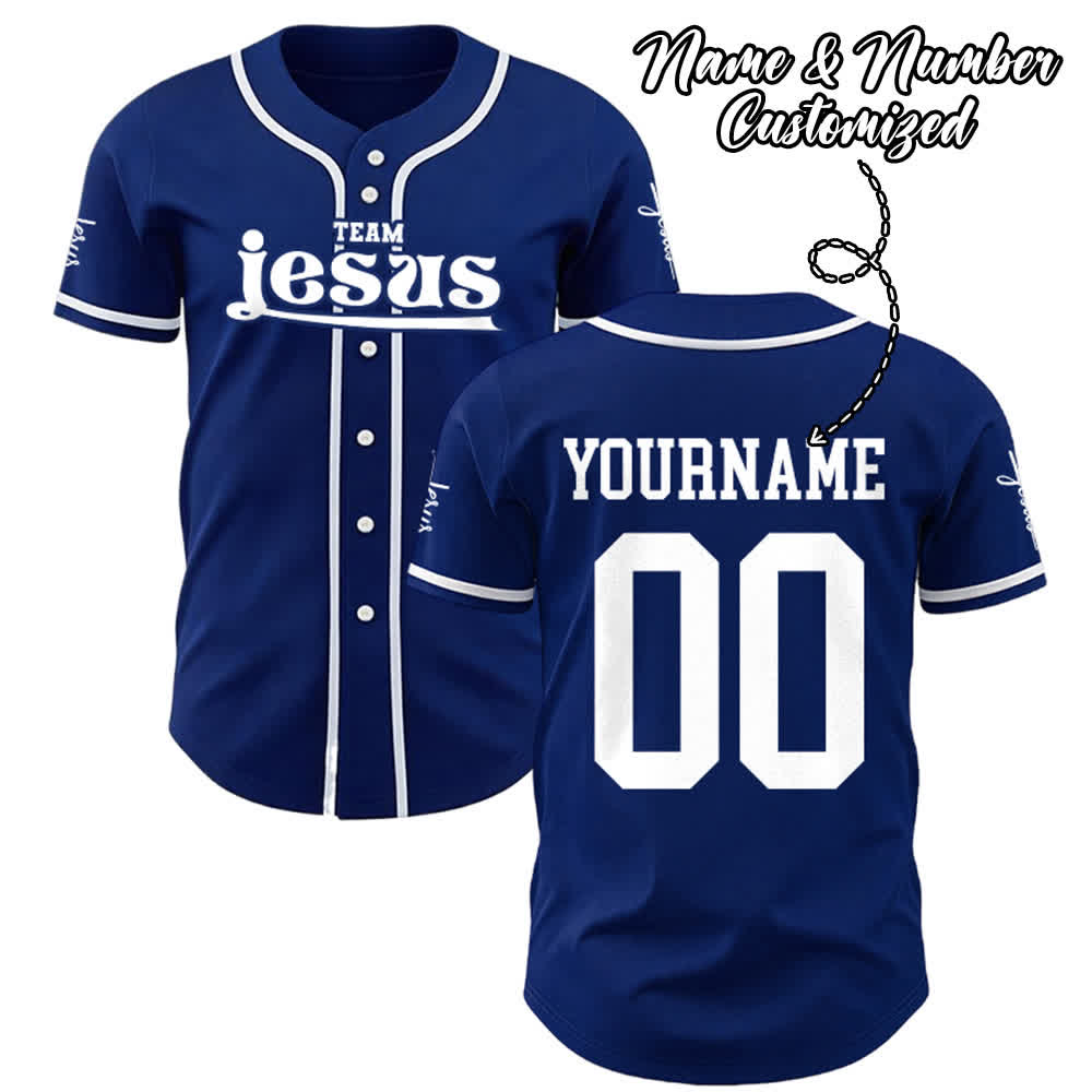 Christianartworkshop Bold Team Jesus Custom Name Number Unisex Custom Baseball Jersey - image 0