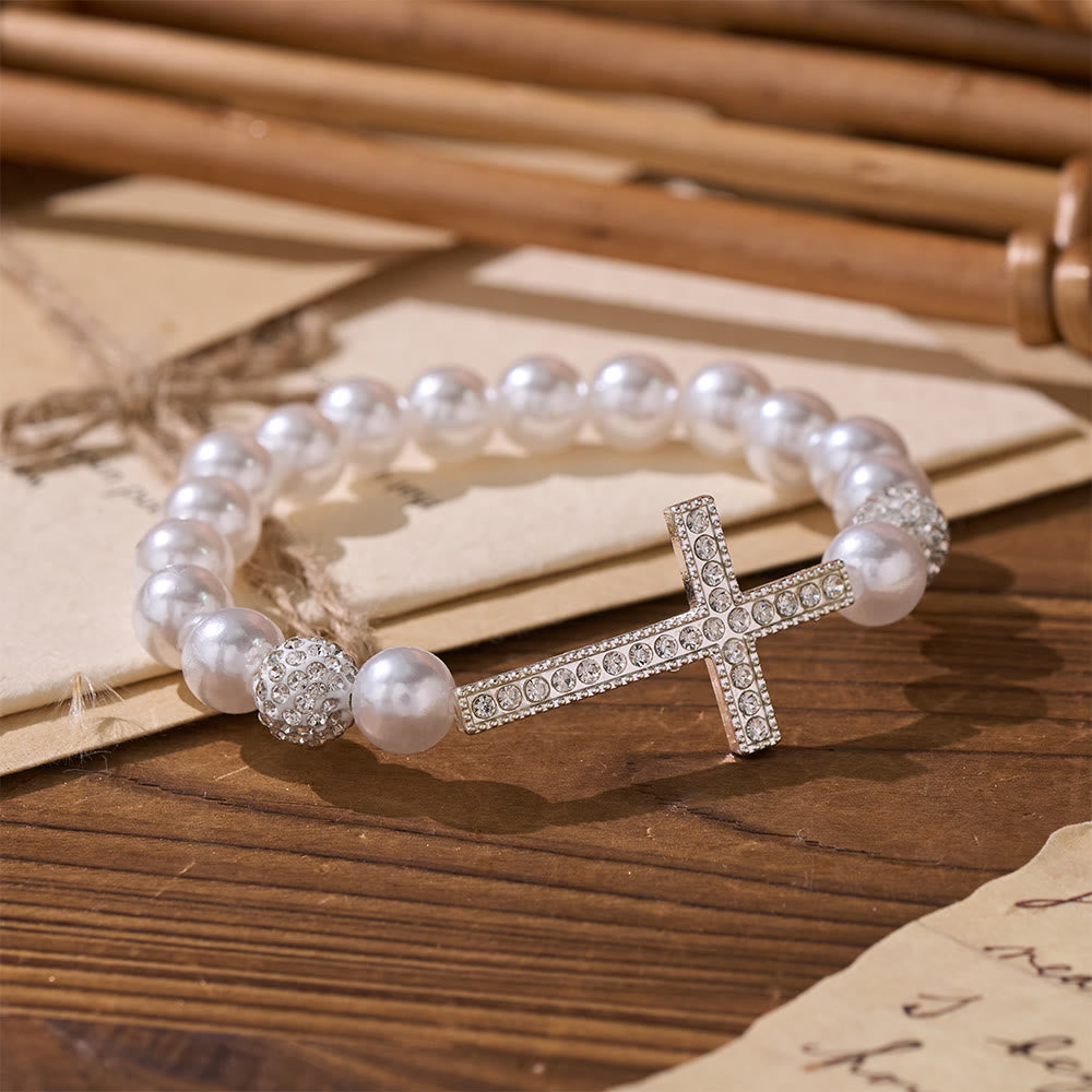 FREE Today: Two-Piece White Bead & Black Mate Bead Cross Bracelet Set: Emblem of Divine Purity & Redemption - image 4