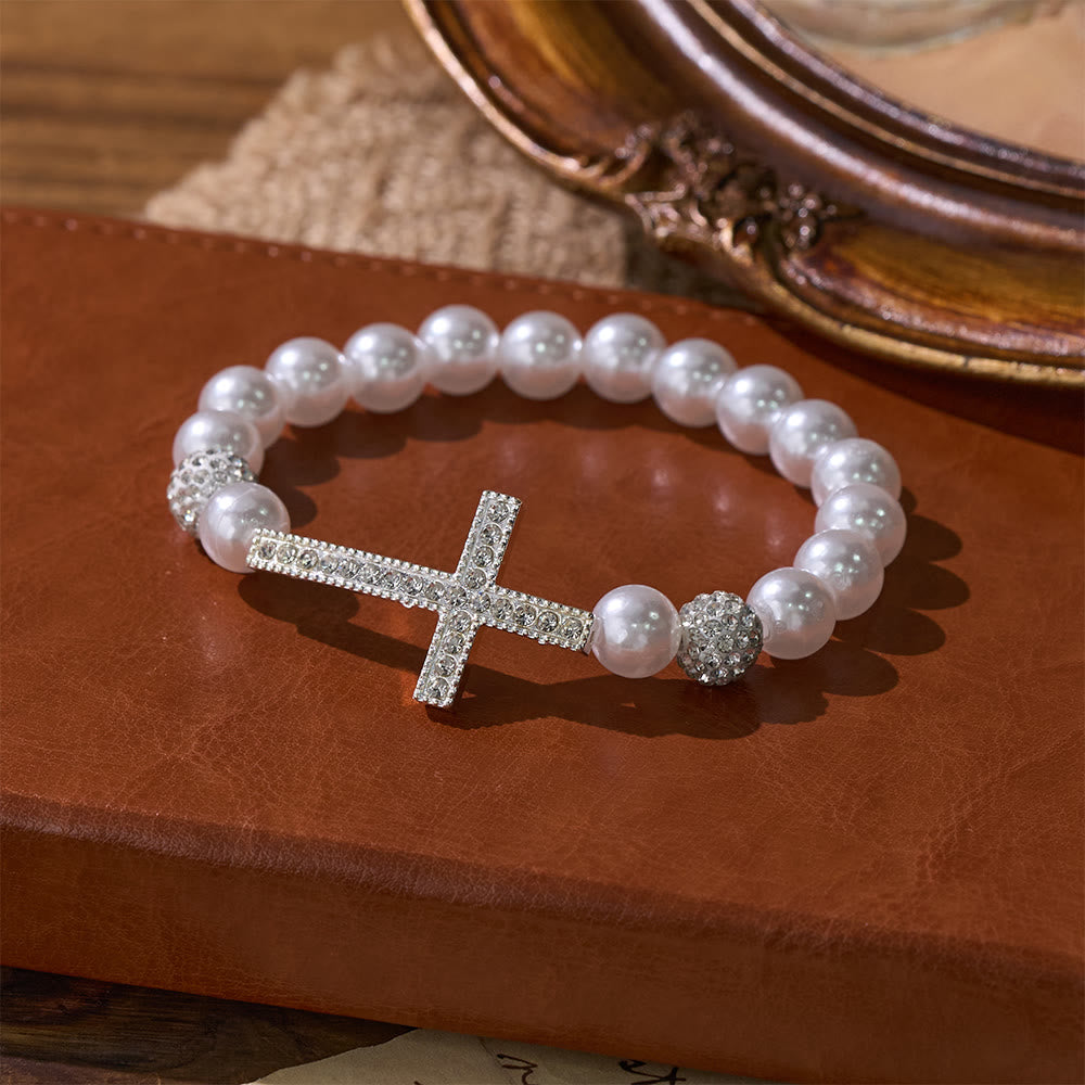FREE Today: Two-Piece White Bead & Black Mate Bead Cross Bracelet Set: Emblem of Divine Purity & Redemption - image 5
