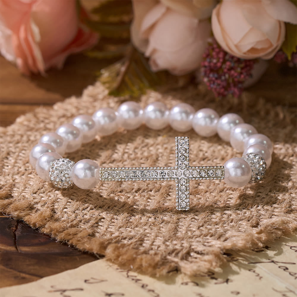 Christianartworkshop Two-Piece White Bead & Black Mate Bead Cross Bracelet Set: Emblem of Divine Purity & Redemption - image 6