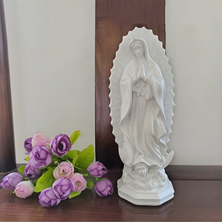 Christianartworkshop Modern Our Lady of Guadalupe Statue: Christian Aesthetic Home Decor - White - image 9